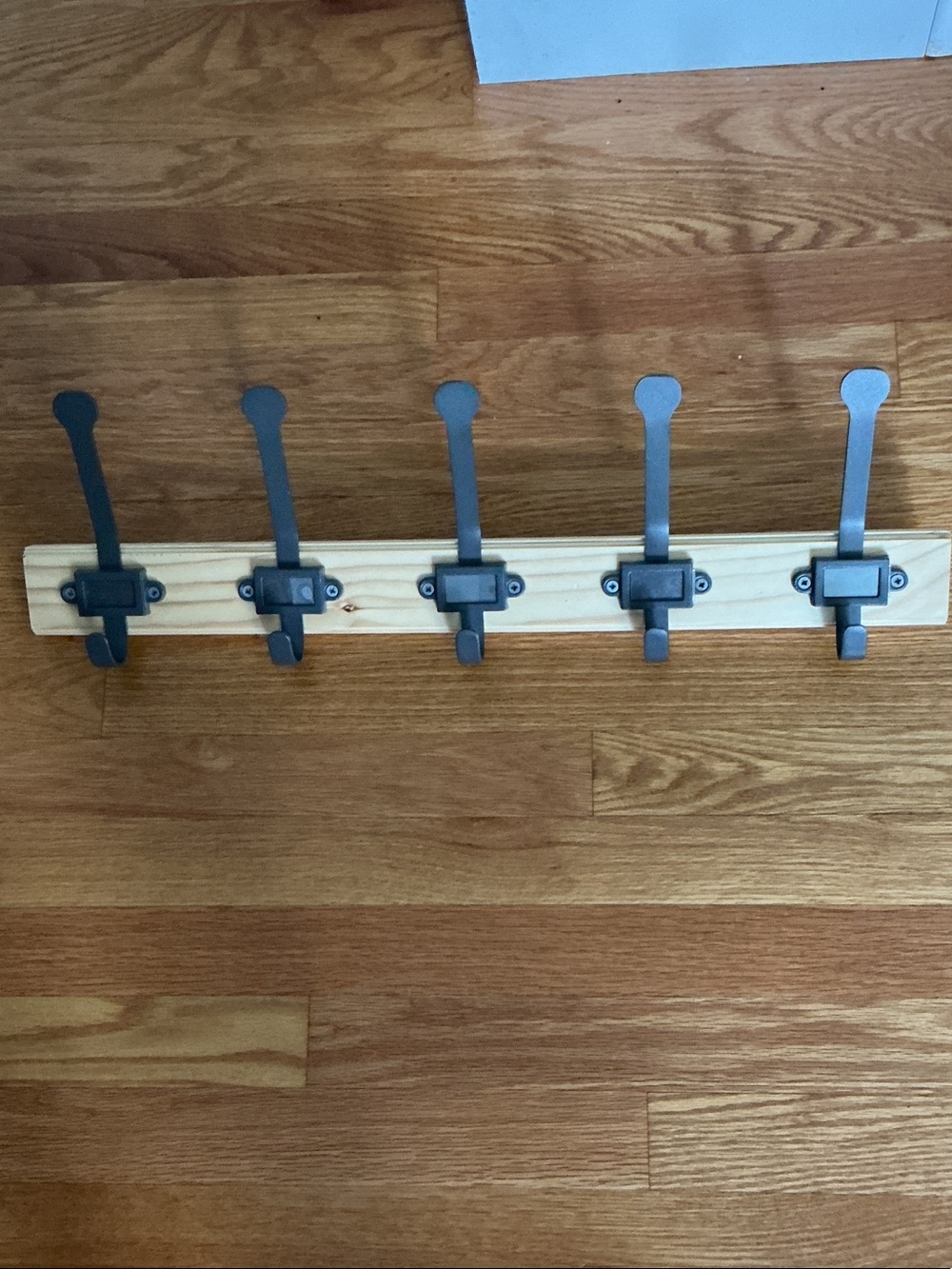 IKEA Heavy Wall-Mounted 5-Hook Coat Rack in Natural Wood and Metal nwot